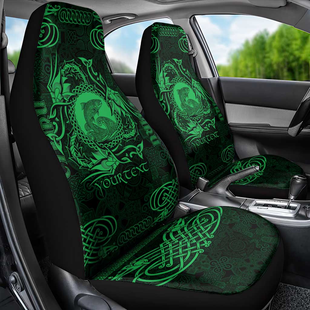 Personalized Cardiganshire Ceredigion Car Seat Cover Green Leaping Salmon Celtic-inspired LT9
