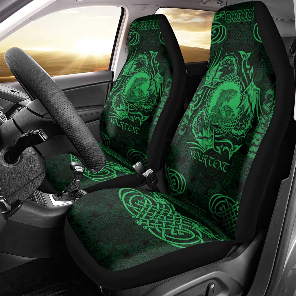 Personalized Cardiganshire Ceredigion Car Seat Cover Green Leaping Salmon Celtic-inspired LT9