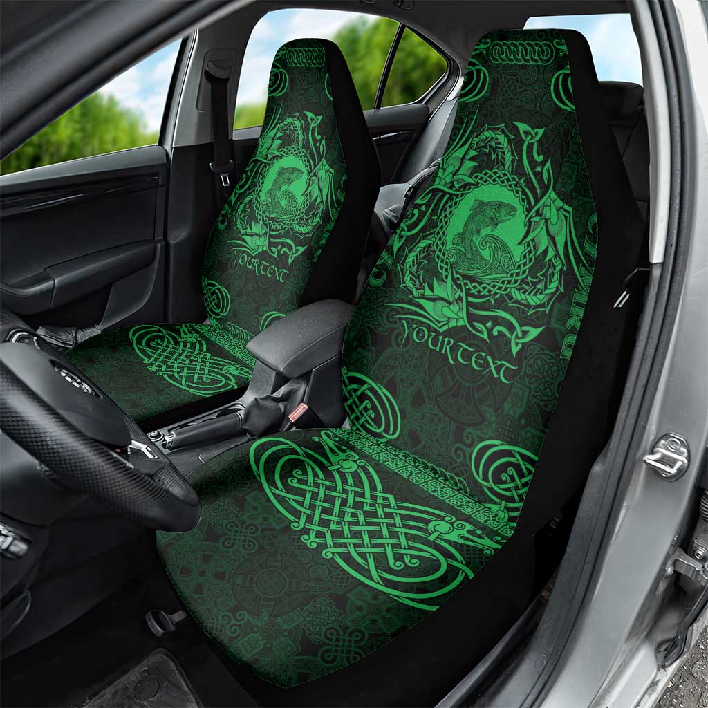 Personalized Cardiganshire Ceredigion Car Seat Cover Green Leaping Salmon Celtic-inspired LT9
