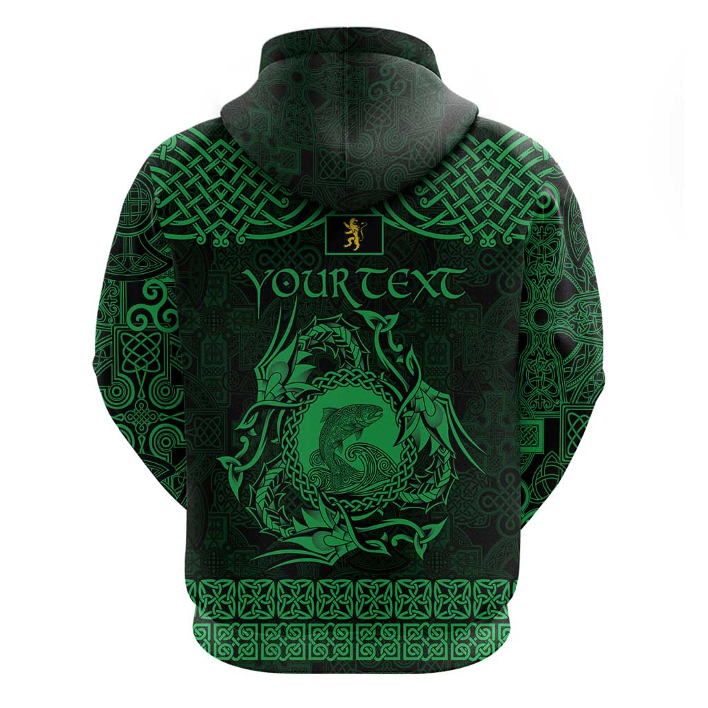 Personalized Cardiganshire Ceredigion Hoodie Green Leaping Salmon Celtic-inspired LT9