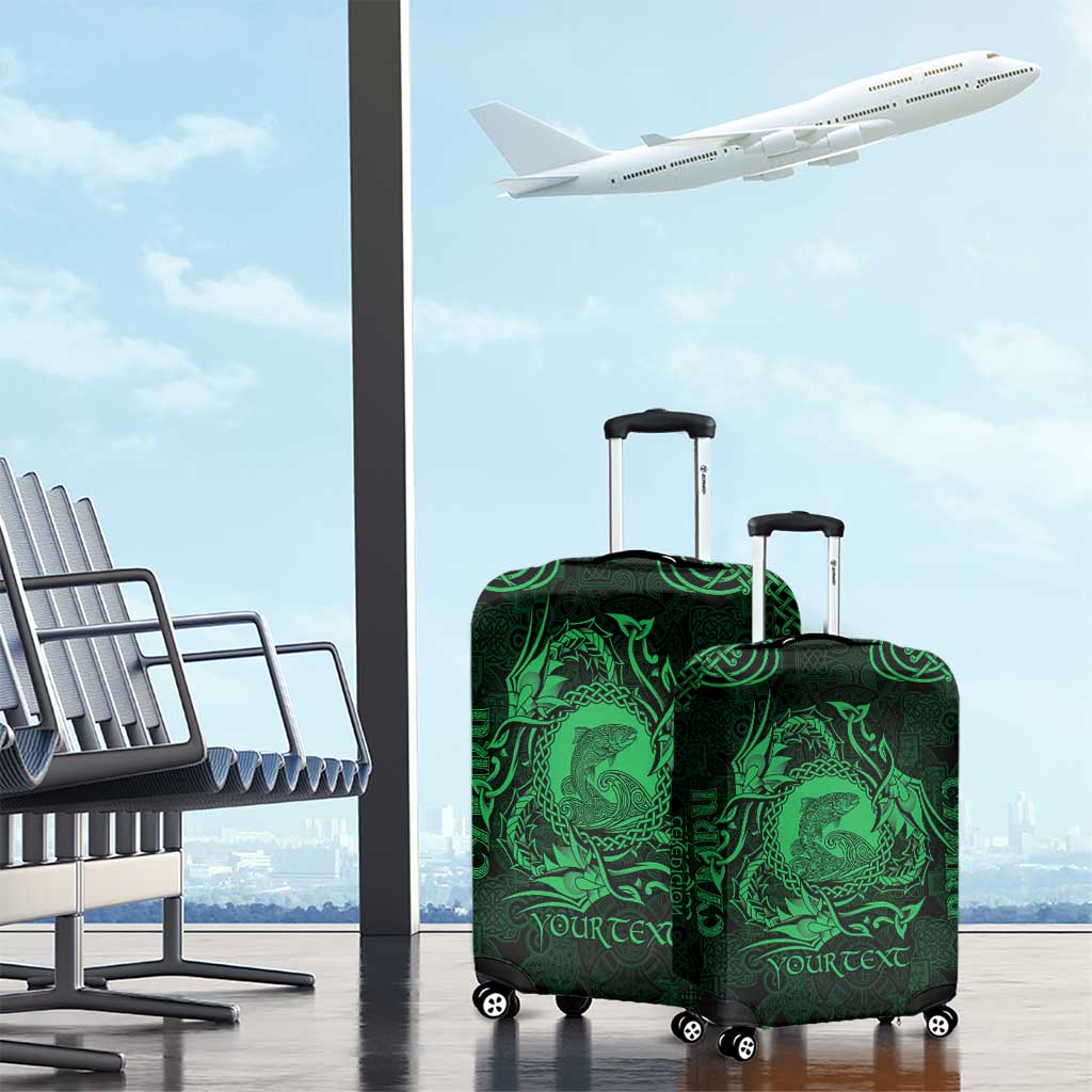 Personalized Cardiganshire Ceredigion Luggage Cover Green Leaping Salmon Celtic-inspired LT9
