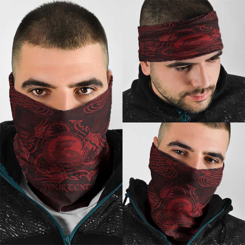 Personalized Cardiganshire Ceredigion Neck Gaiter Red Leaping Salmon Celtic-inspired LT9
