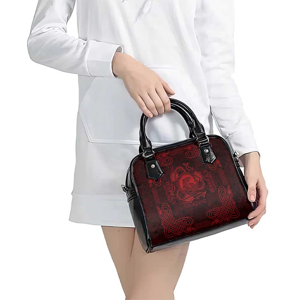 Personalized Cardiganshire Ceredigion Shoulder Handbag Red Leaping Salmon Celtic-inspired LT9