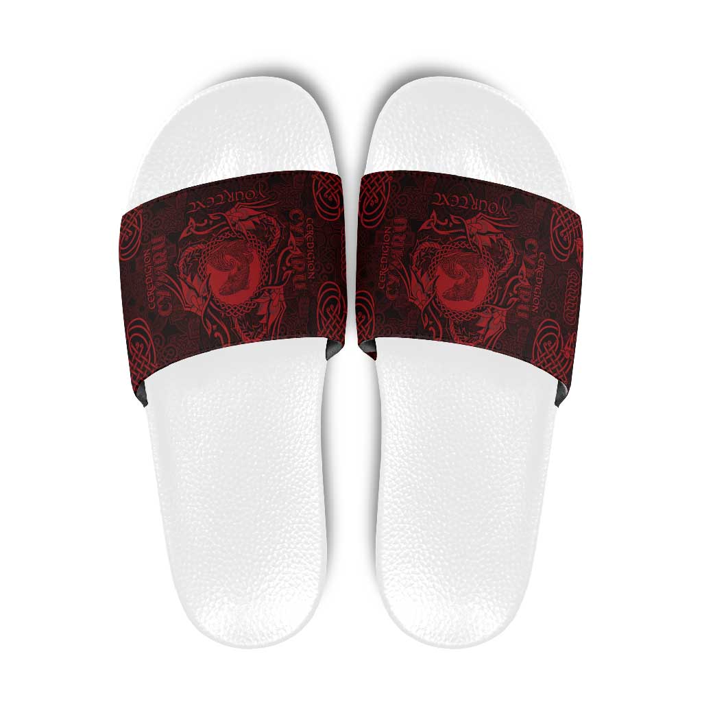 Personalized Cardiganshire Ceredigion Slide Sandals Red Leaping Salmon Celtic-inspired LT9