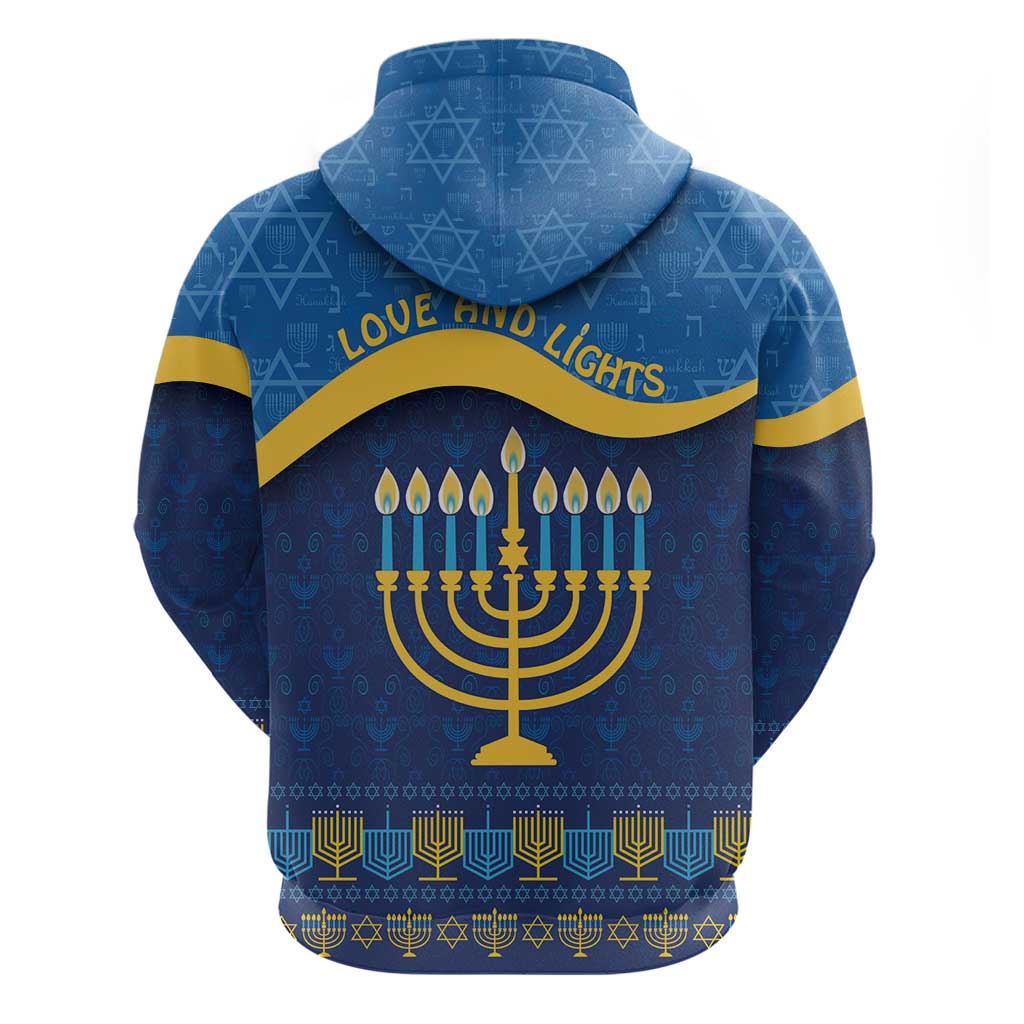 Love and Light Hanukkah Hoodie The Hanukkiah Menorah Pattern LT9