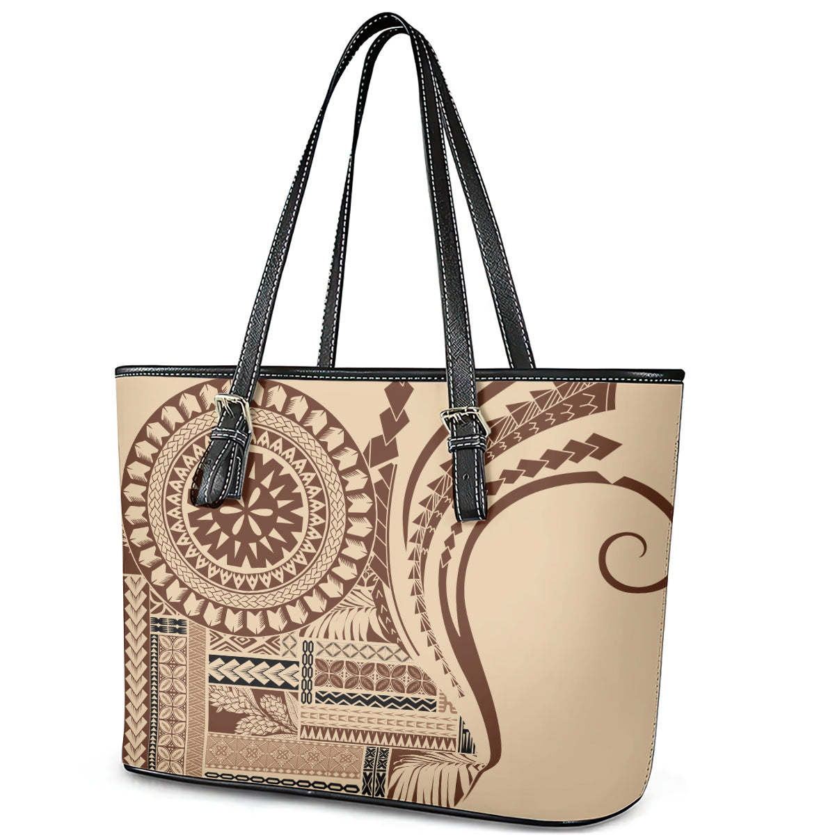 Samoa Siapo Arty Leather Tote Bag Brown Style LT9