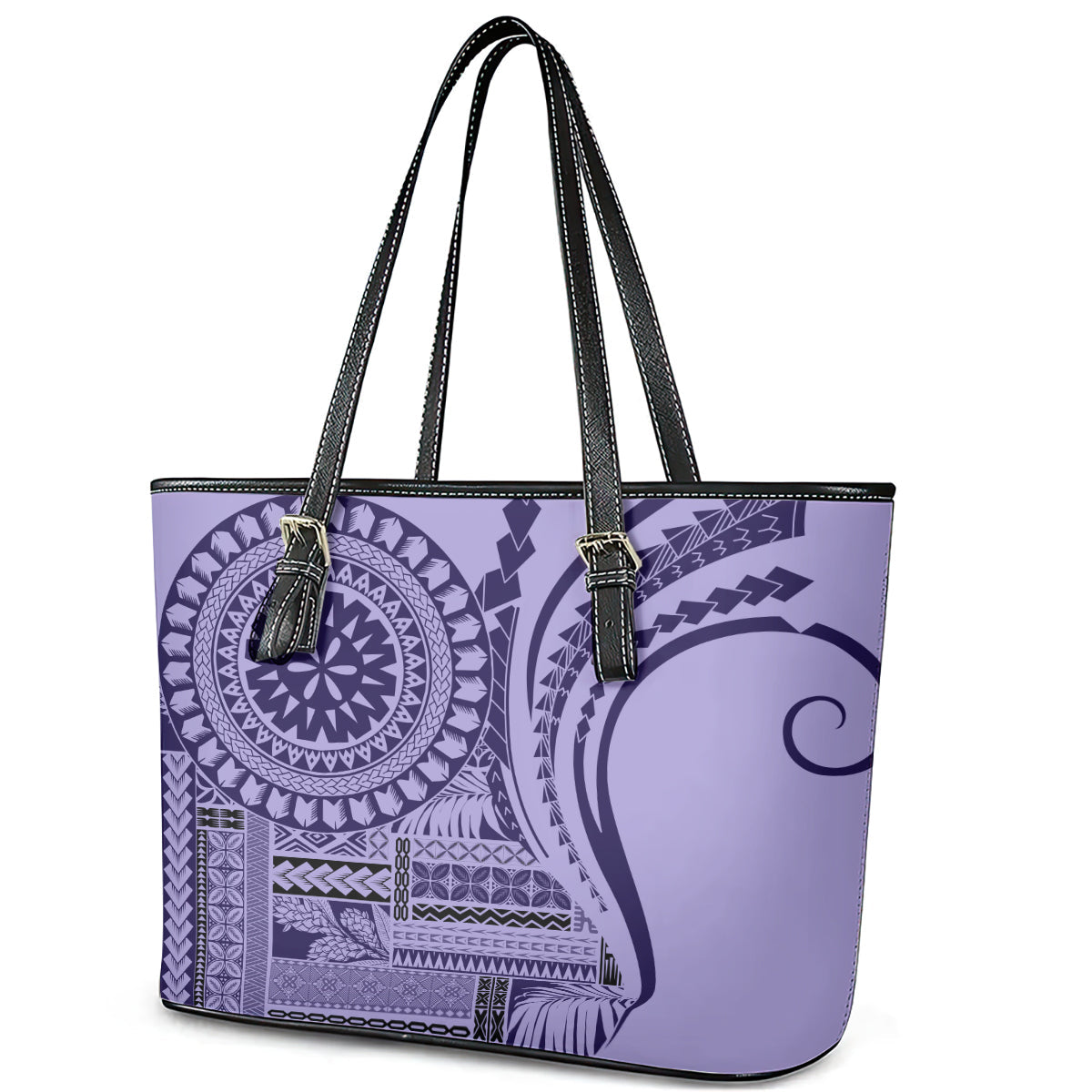 Samoa Siapo Arty Leather Tote Bag Purple Style LT9