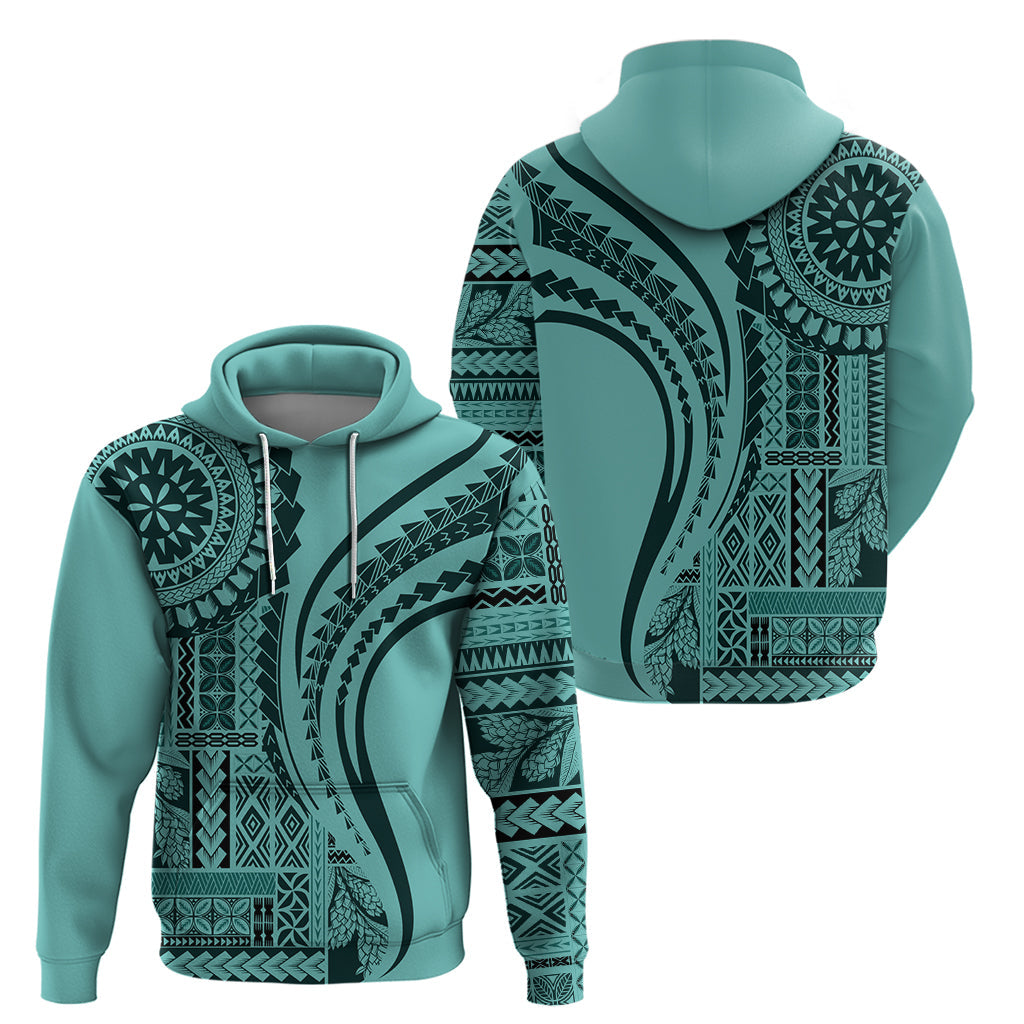 Samoa Siapo Arty Hoodie Turquoise Style LT9