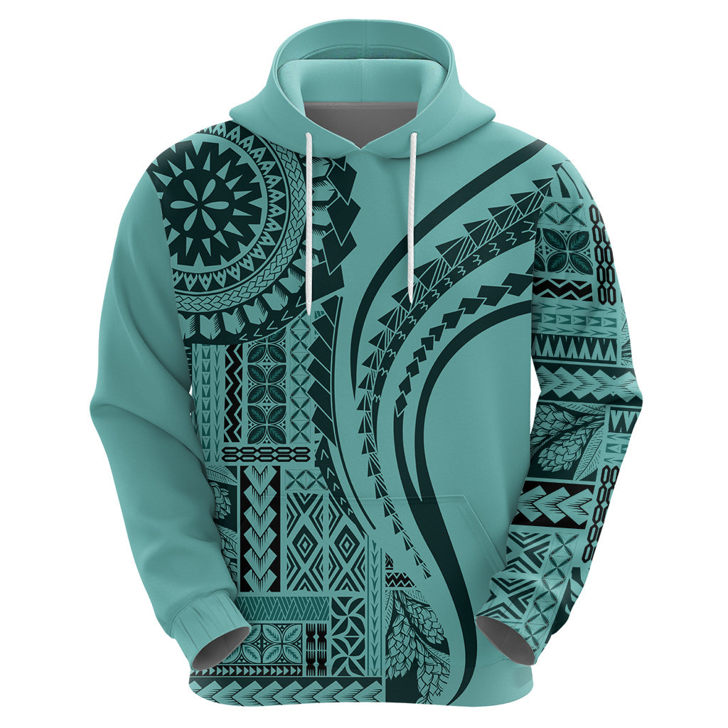 Samoa Siapo Arty Hoodie Turquoise Style LT9
