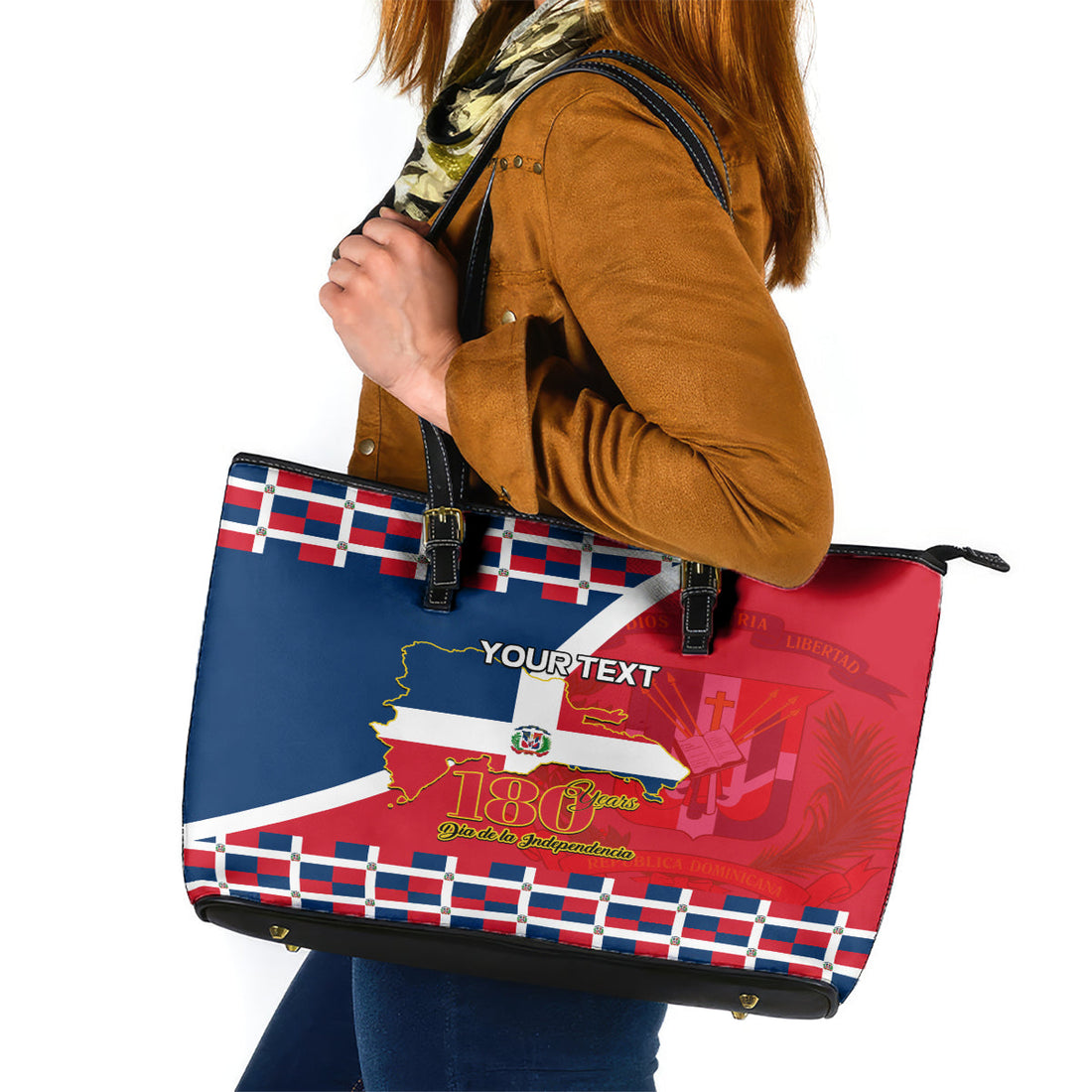 Dominican Republic 180th Years Independence Day Personalized Leather Tote Bag LT9