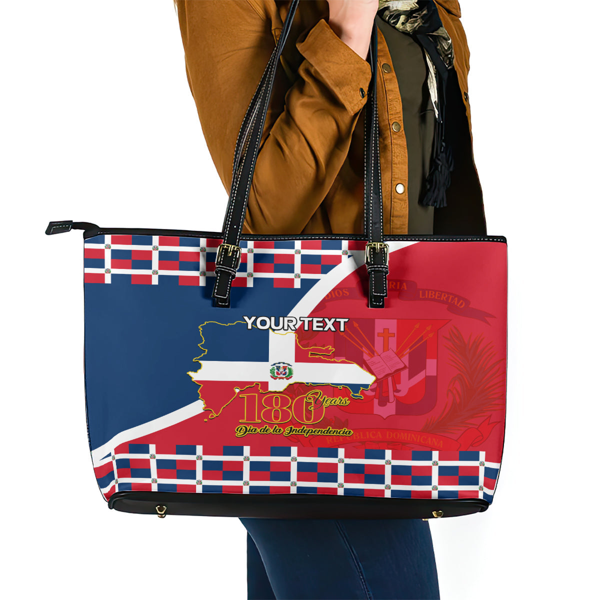 Dominican Republic 180th Years Independence Day Personalized Leather Tote Bag LT9