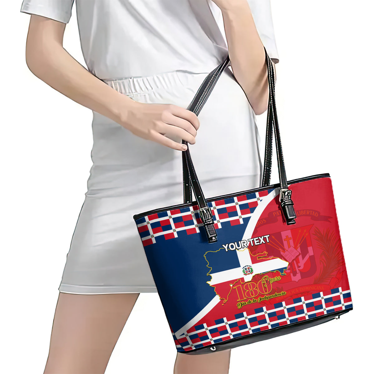 Dominican Republic 180th Years Independence Day Personalized Leather Tote Bag LT9