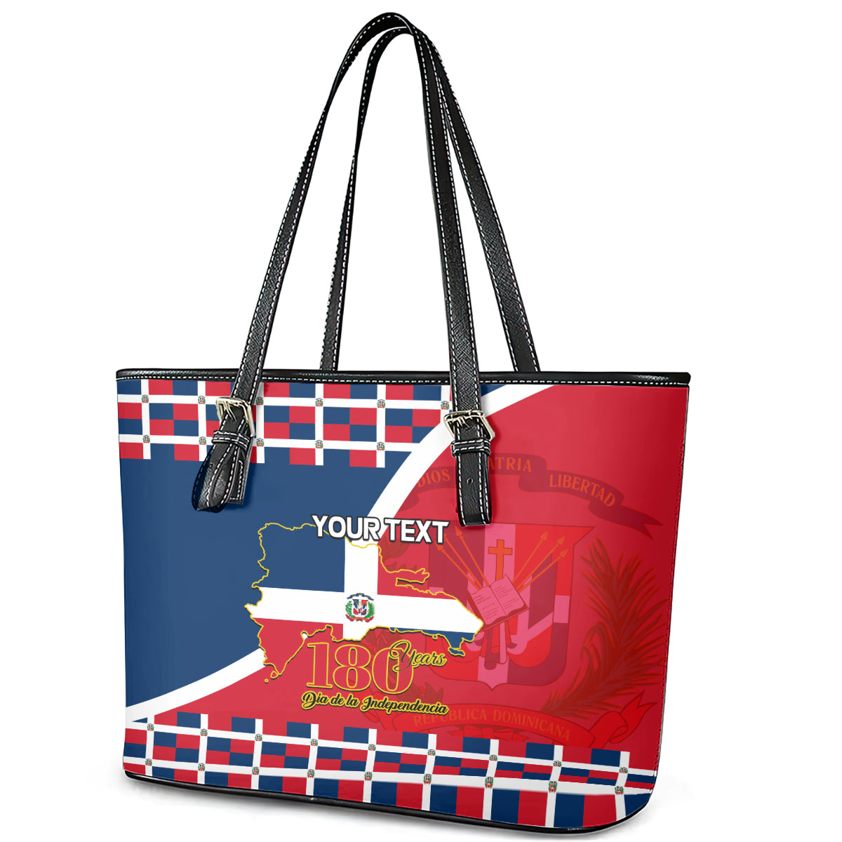 Dominican Republic 180th Years Independence Day Personalized Leather Tote Bag LT9