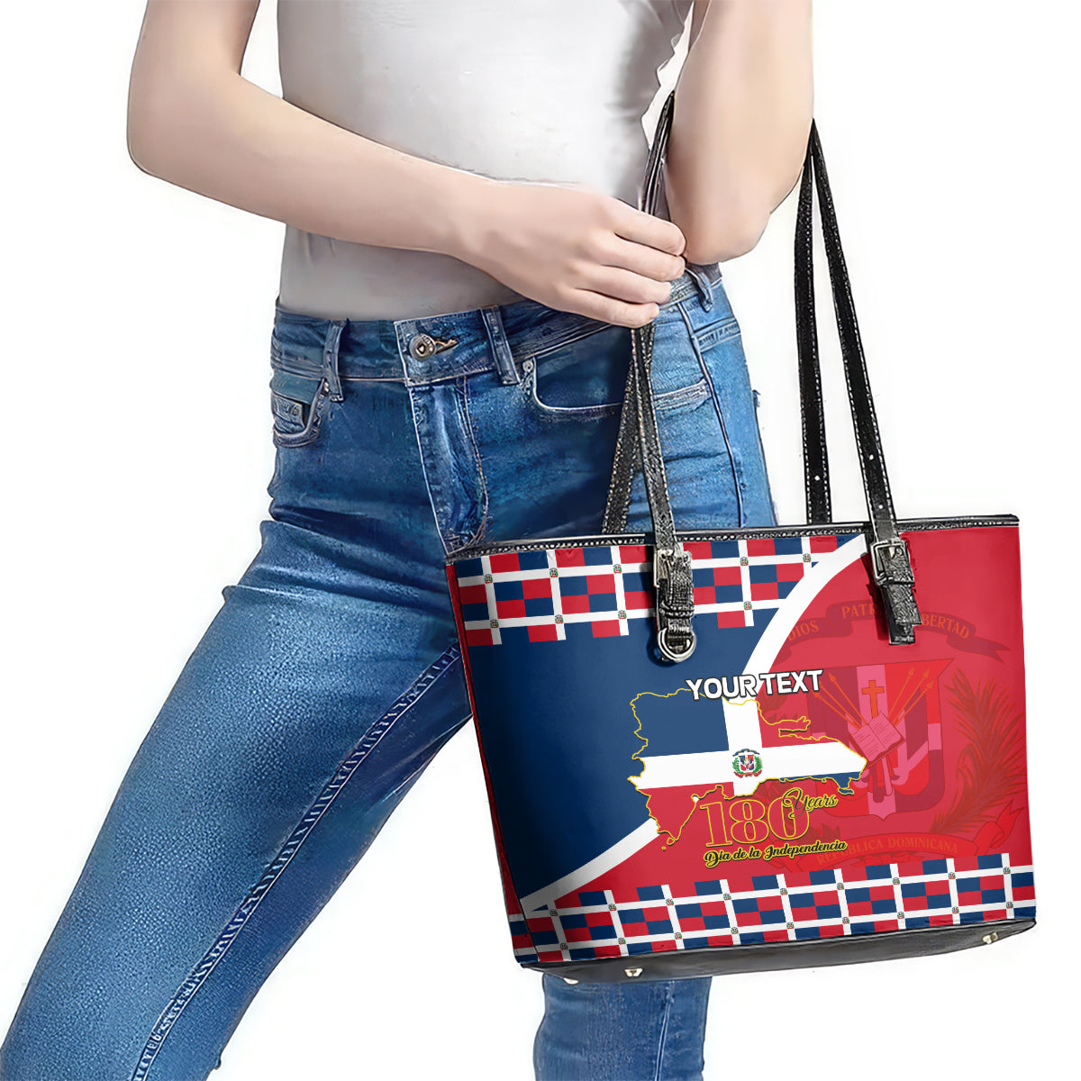 Dominican Republic 180th Years Independence Day Personalized Leather Tote Bag LT9