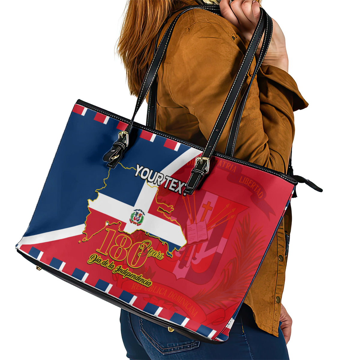 Dominican Republic 180th Years Independence Day Personalized Leather Tote Bag LT9
