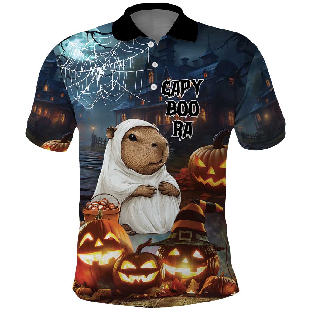 Capy-Boo-Ra Halloween Personalized Polo Shirt Capybara Funny Spooky Ghost LT9