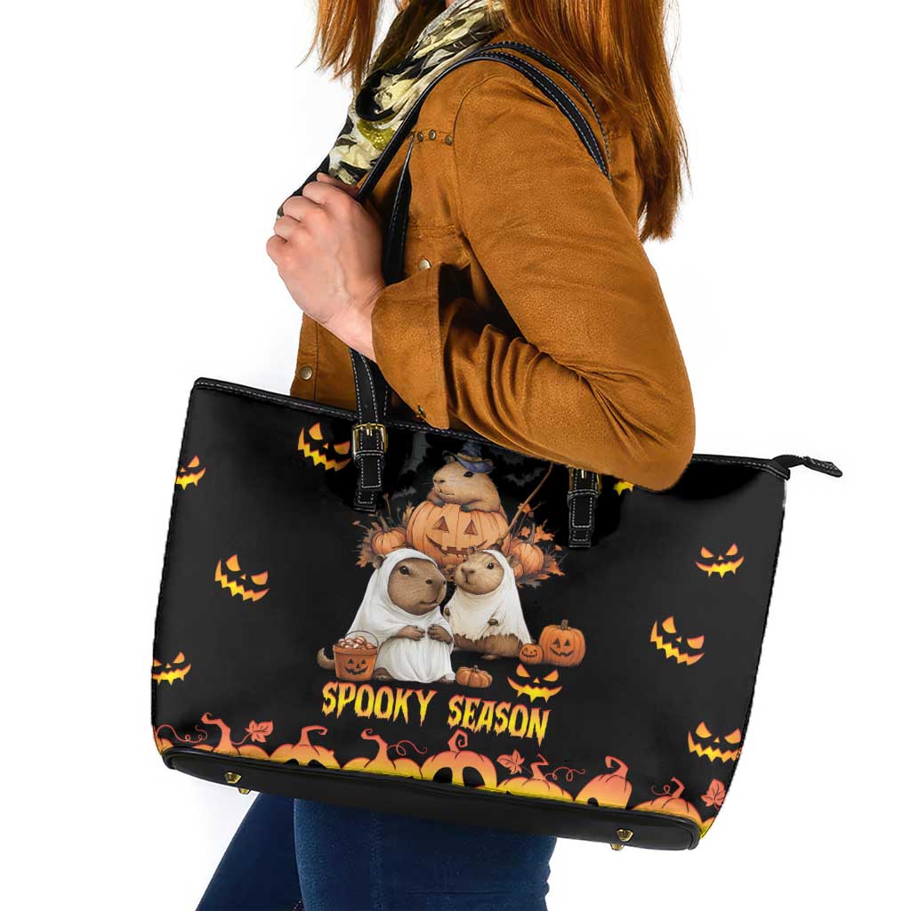 Capy-Boo-Ra Spooky Season Leather Tote Bag LT9