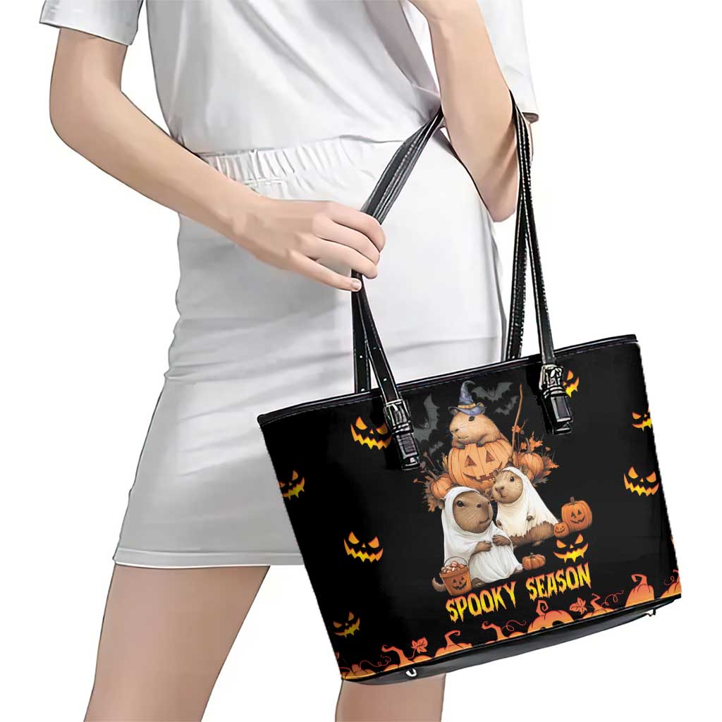 Capy-Boo-Ra Spooky Season Leather Tote Bag LT9