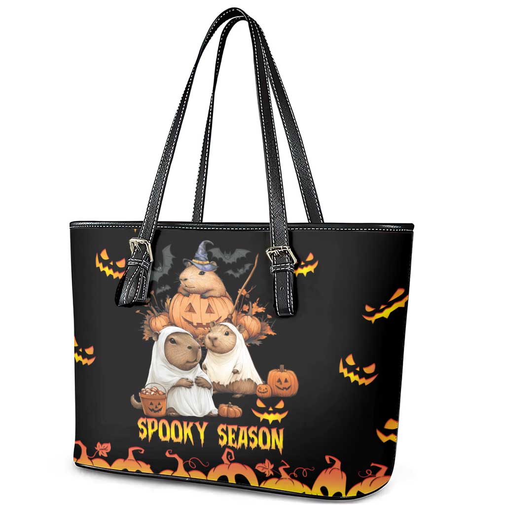 Capy-Boo-Ra Spooky Season Leather Tote Bag LT9