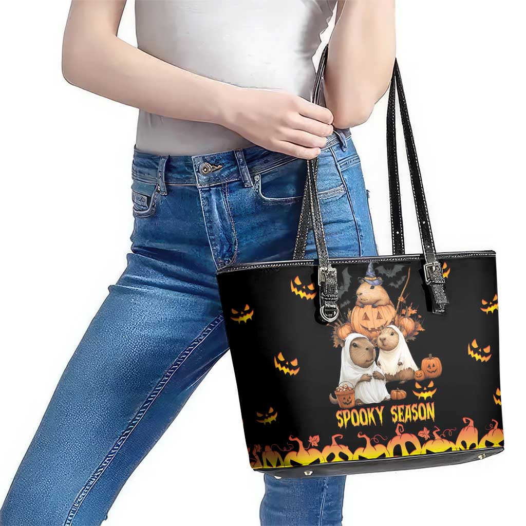 Capy-Boo-Ra Spooky Season Leather Tote Bag LT9