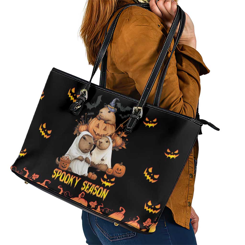 Capy-Boo-Ra Spooky Season Leather Tote Bag LT9