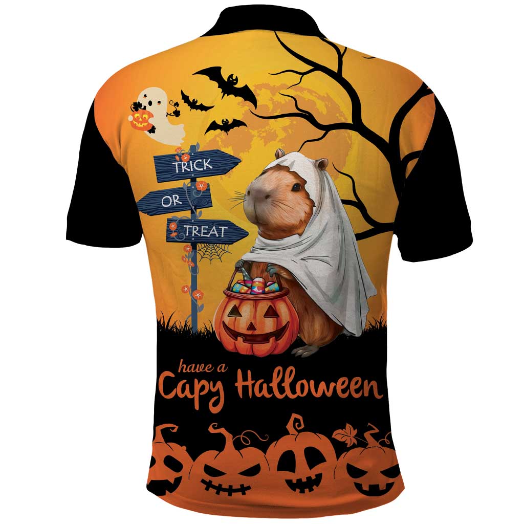 Happy Capy-Boo-Ra Polo Shirt Capybara Ghost Trick or Treat LT9