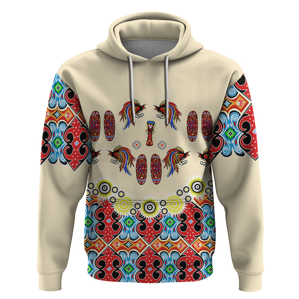 Papua Batik Motif Bird Of Paradise and Native Papuan Shield Hoodie LT9