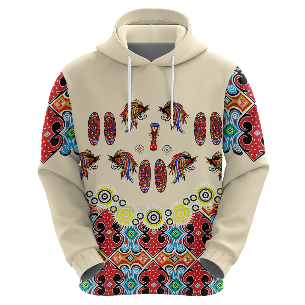 Papua Batik Motif Bird Of Paradise and Native Papuan Shield Hoodie LT9