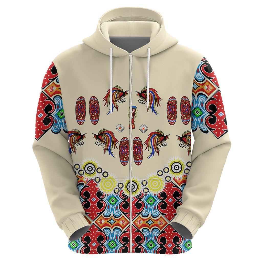 Papua Batik Motif Bird Of Paradise and Native Papuan Shield Hoodie LT9