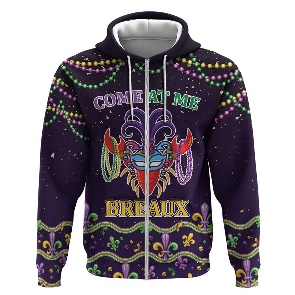 Come At Me Breaux Crawfish Beads Hoodie Mardi Gras Carnival LT9