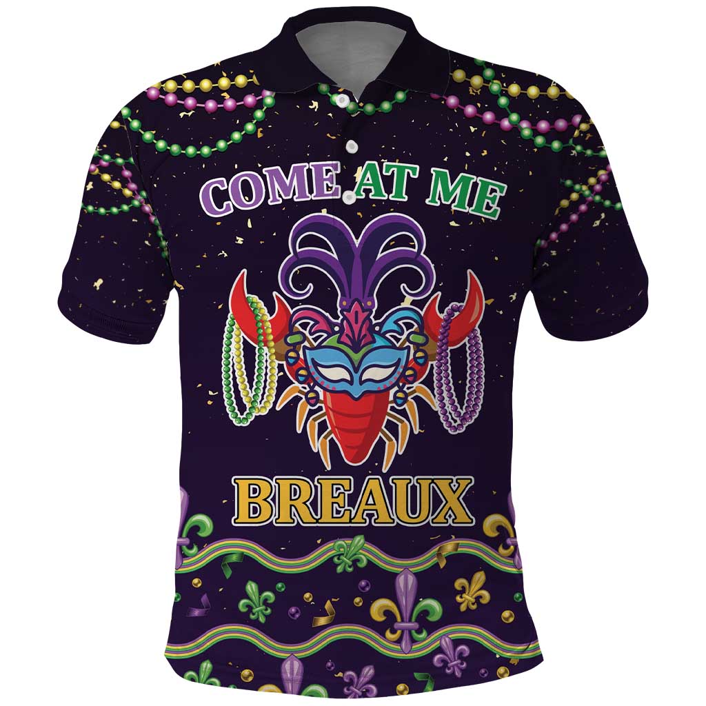 Come At Me Breaux Crawfish Beads Polo Shirt Mardi Gras Carnival LT9