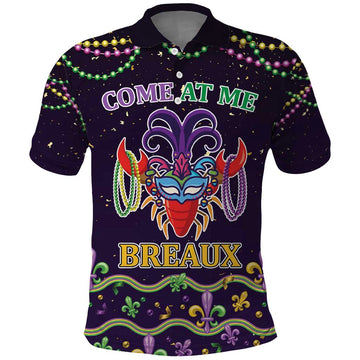 Come At Me Breaux Crawfish Beads Polo Shirt Mardi Gras Carnival LT9