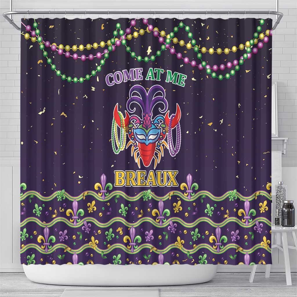 Come At Me Breaux Crawfish Beads Shower Curtain Mardi Gras Carnival LT9
