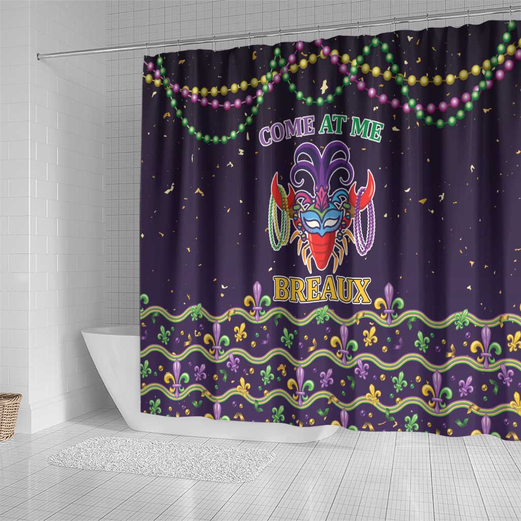 Come At Me Breaux Crawfish Beads Shower Curtain Mardi Gras Carnival LT9