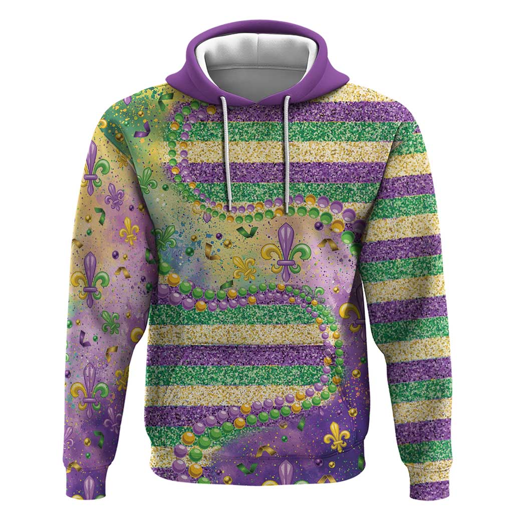 Mardi Gras Fleur De Lis Hoodie With Beads Glitter Pattern LT9