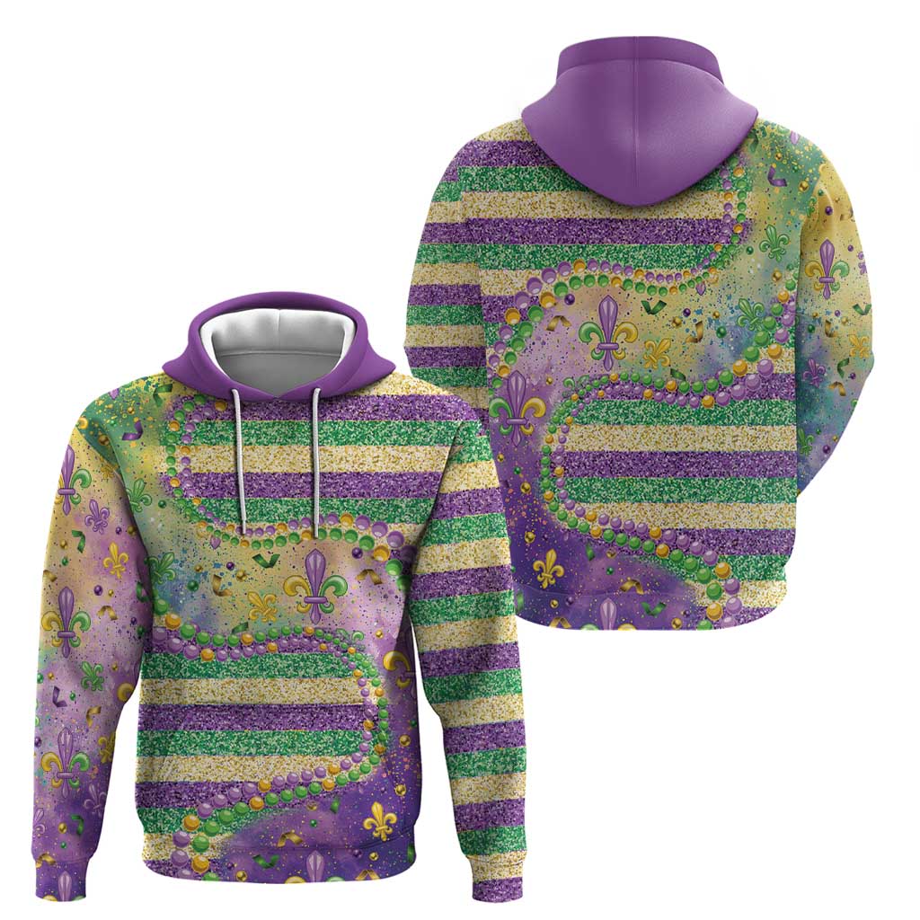 Mardi Gras Fleur De Lis Hoodie With Beads Glitter Pattern LT9