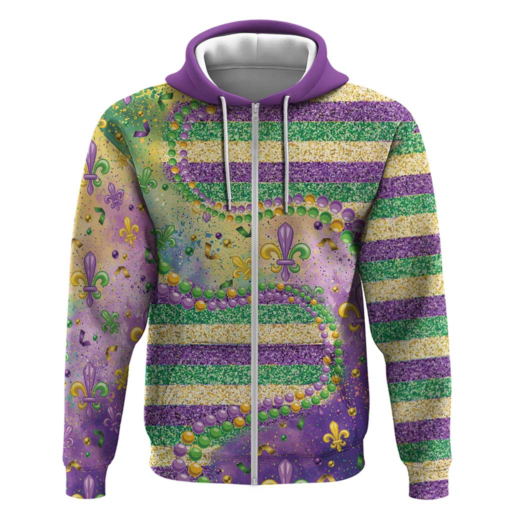 Mardi Gras Fleur De Lis Hoodie With Beads Glitter Pattern LT9