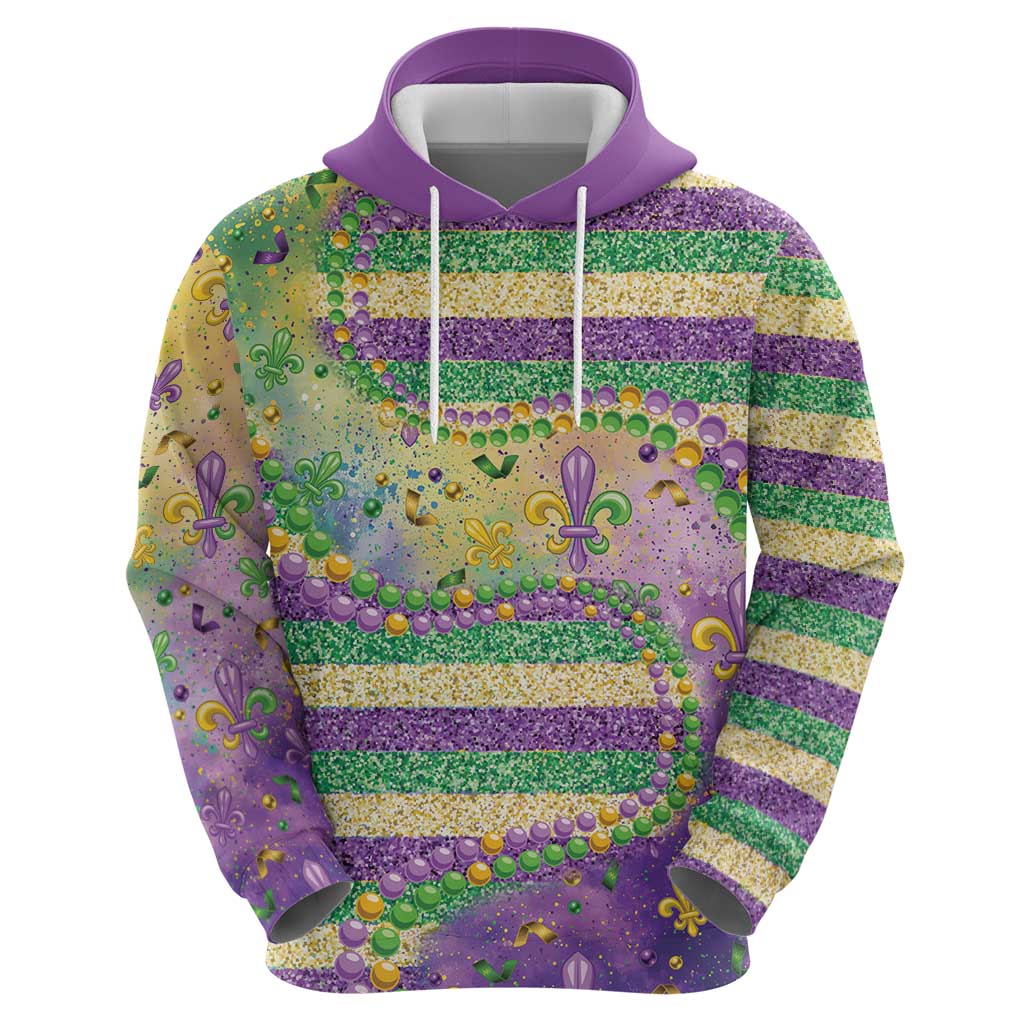 Mardi Gras Fleur De Lis Hoodie With Beads Glitter Pattern LT9