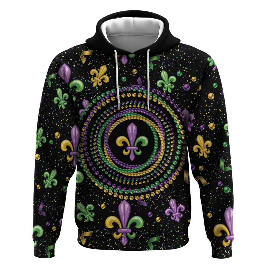 Mardi Gras Fleur De Lis Hoodie With Round Carnival Beads LT9