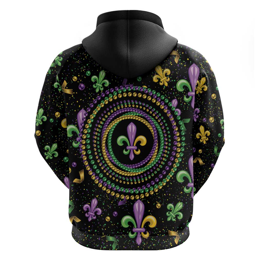 Mardi Gras Fleur De Lis Hoodie With Round Carnival Beads LT9
