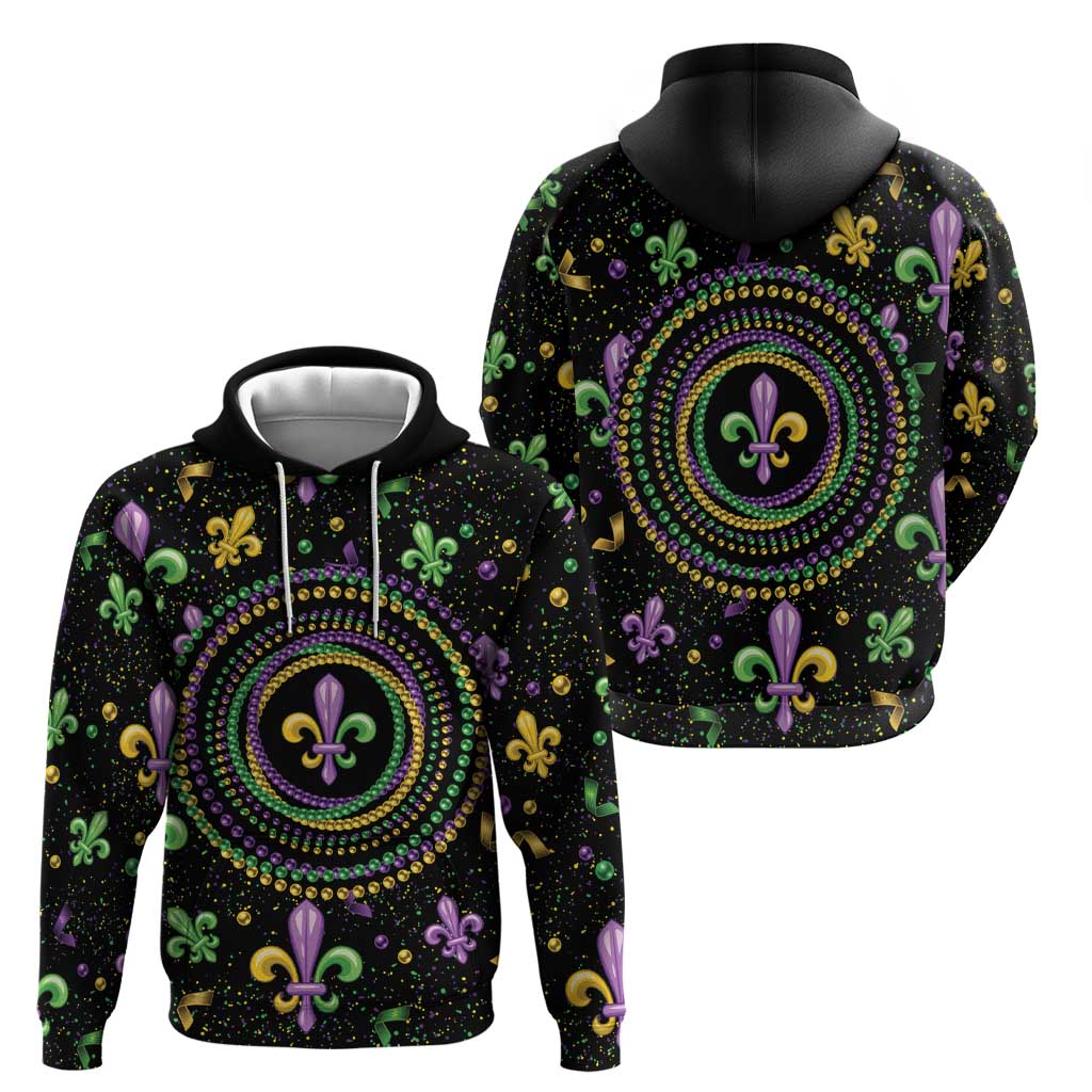 Mardi Gras Fleur De Lis Hoodie With Round Carnival Beads LT9
