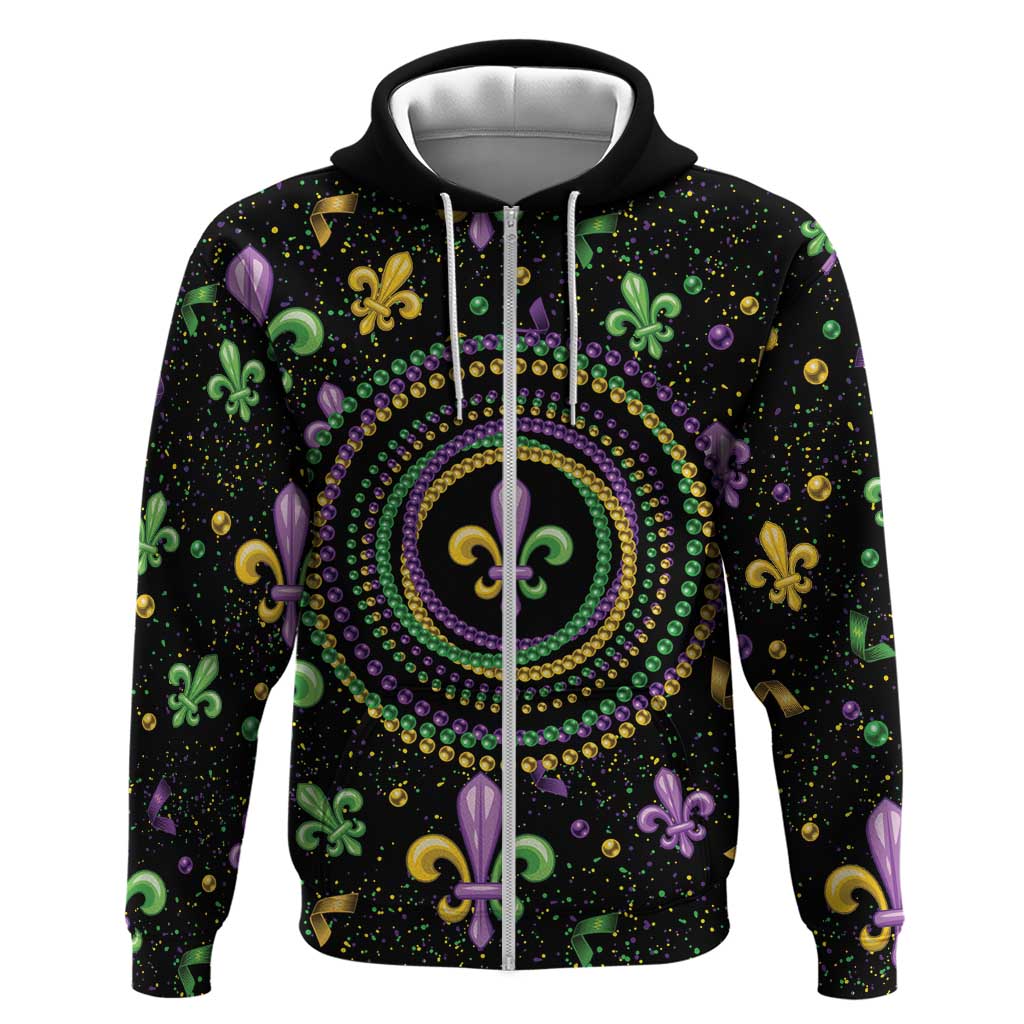 Mardi Gras Fleur De Lis Hoodie With Round Carnival Beads LT9