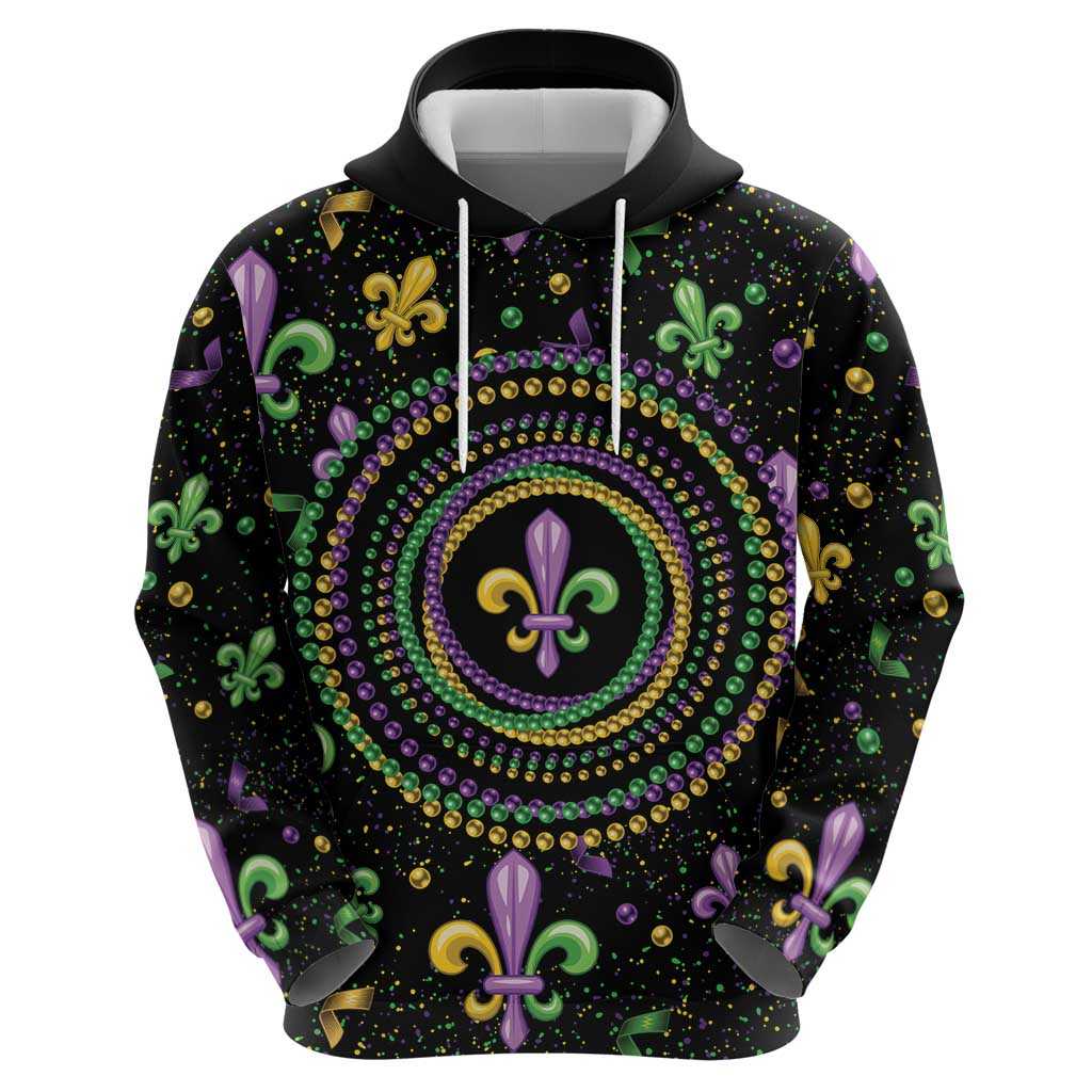 Mardi Gras Fleur De Lis Hoodie With Round Carnival Beads LT9
