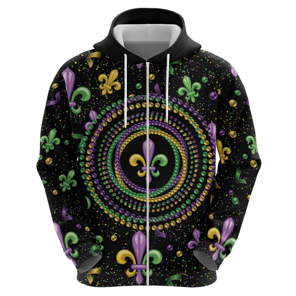 Mardi Gras Fleur De Lis Hoodie With Round Carnival Beads LT9
