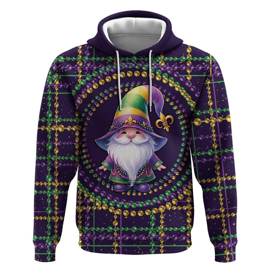 Mardi Gras Gnome Hoodie Beads Fleur de lis Symbol LT9