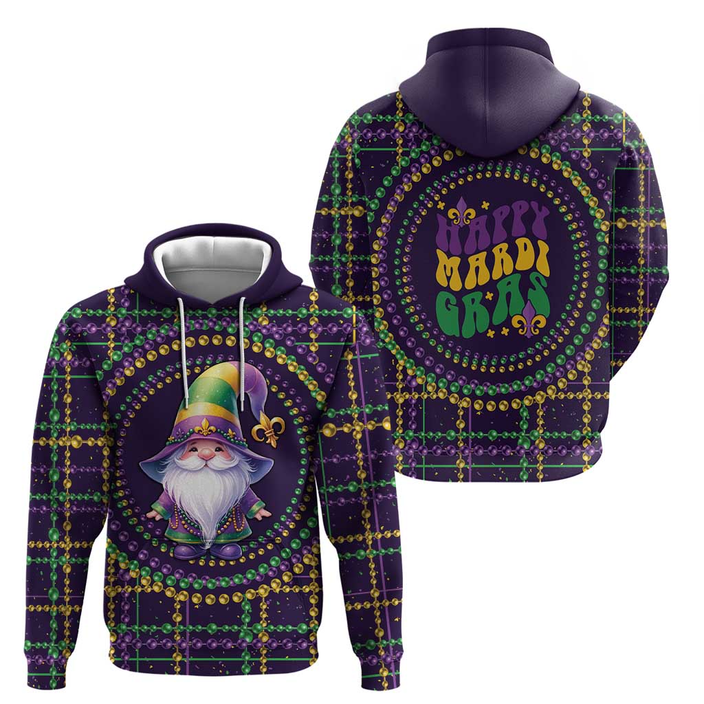 Mardi Gras Gnome Hoodie Beads Fleur de lis Symbol LT9