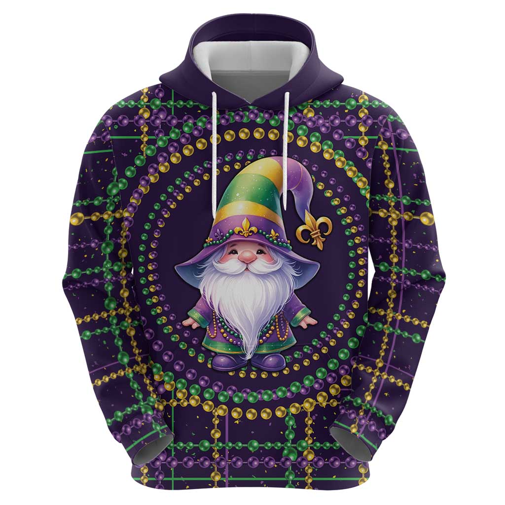 Mardi Gras Gnome Hoodie Beads Fleur de lis Symbol LT9