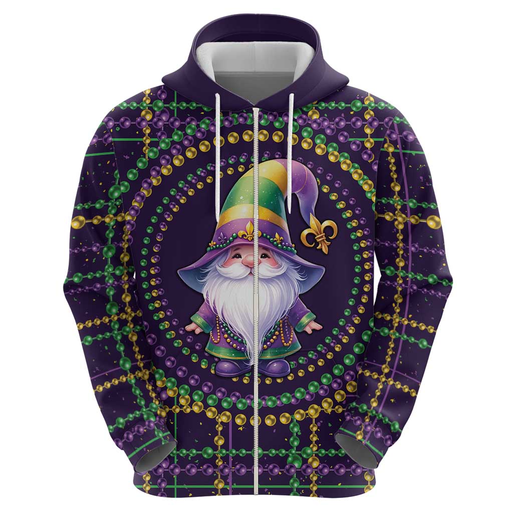 Mardi Gras Gnome Hoodie Beads Fleur de lis Symbol LT9