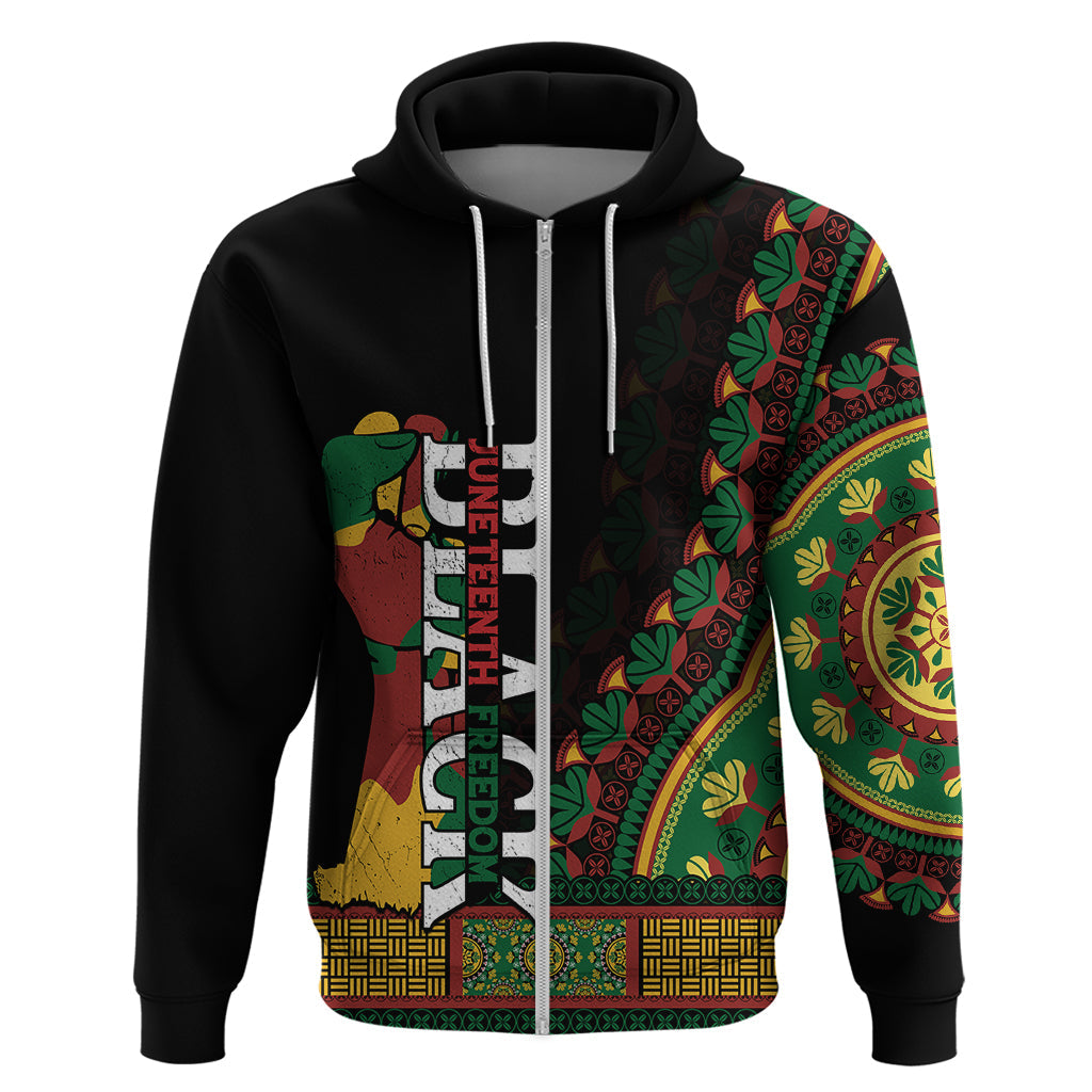 Jundteenth Hoodie Black Jundteenth Freedom Africa Pattern LT9
