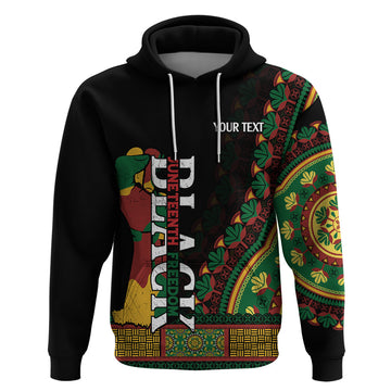 Custom Jundteenth Hoodie Black Jundteenth Freedom Africa Pattern LT9